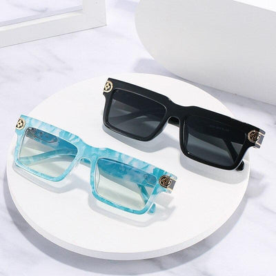 New Box European and American Personality Square Fashion Bag Flower Colorful Gradient Sunglasses-Unique and Classy