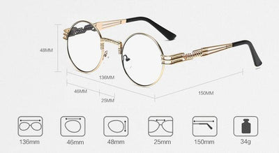 Buy Vintage fashion steampunk glasses round circle metal frame