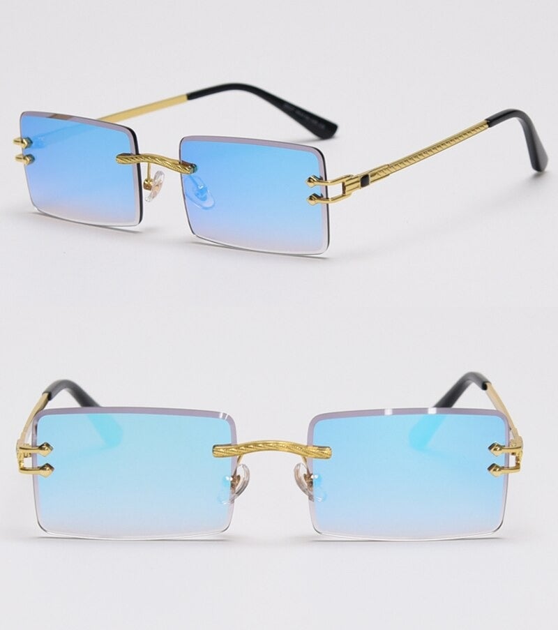 New Color Rectangle Rimless Gradient Sunglasses For Unisex-Unique and Classy