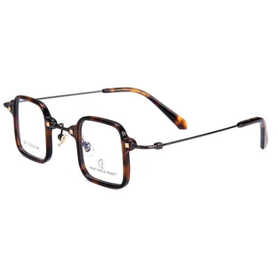 Fancy Vintage Retro Acetate with Metal Mini Square Shape Eyeglasses For Unisex