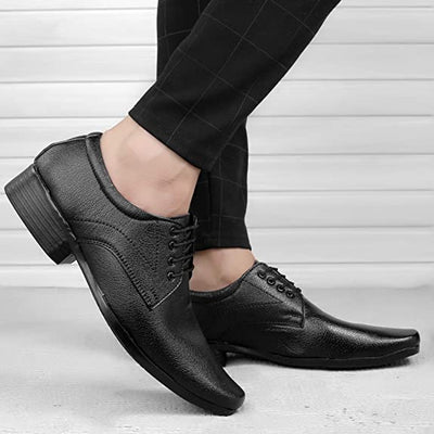 Faux Leather Office Wear Lace Up Shoes For Men's-JonasPramount