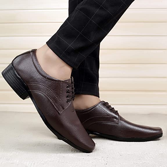 Faux Leather Office Wear Lace Up Shoes For Men's-JonasPramount