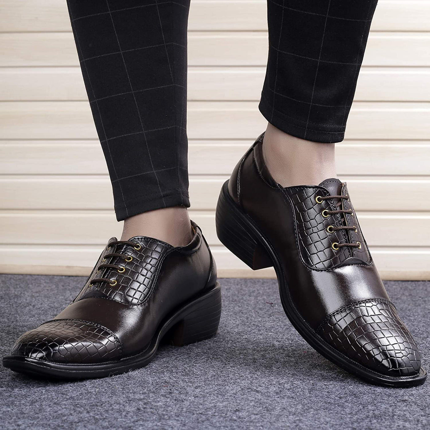 Stylish Brown Formal and Casual Wear Lace-Up Shoes With Height Increasing Heel-Unique and Classy