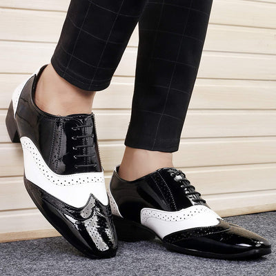 Classy Black And White Height Increasing Casual And Formal Oxford Lace-Up Shoes-Unique and Classy