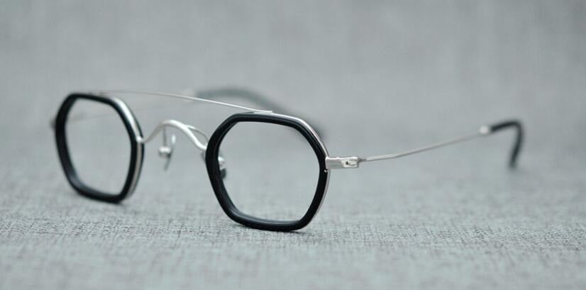 Flat Glass Frame Double Beam Polygonal Glasses For Unisex