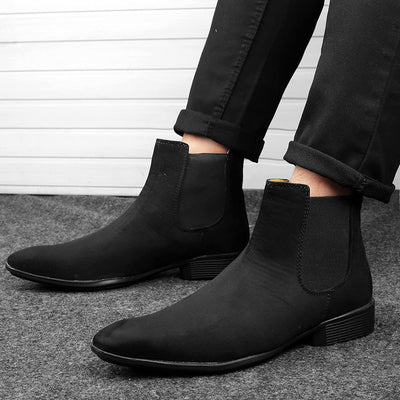New Arrival Latest Suede Material Black Casual Chelsea Boots For Men-Unique and Classy
