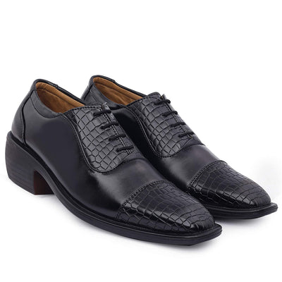 Stylish Black Formal and Casual Wear Lace-Up Shoes With Height Increasing Heel-Unique and Classy