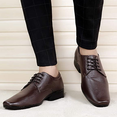 Faux Leather Office Wear Lace Up Shoes For Men's-JonasPramount