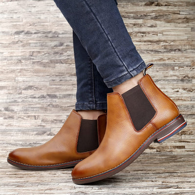 Classy Ankle British Design Tan Chelsea Boots For Men-Unique and Classy