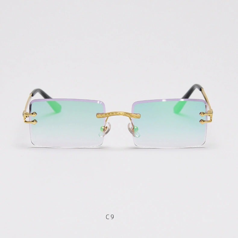 Rimless Rectangle Mirror Lens Eyewear For Unisex-Unique and Classy