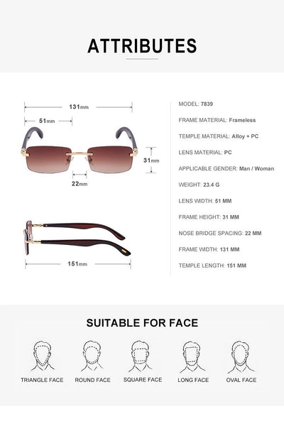 2021 Luxury Boundless Frame Avant-garde Retro Brand Design Sunglasses For Men And Women-Unique and Classy