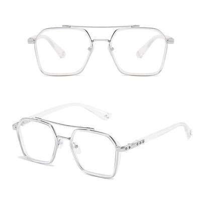 Retro Flat Tide Plate Metal Glasses Square Big Frame Eyeglasses For Unisex-Unique and Classy