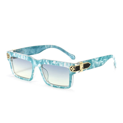 New Box European and American Personality Square Fashion Bag Flower Colorful Gradient Sunglasses-Unique and Classy