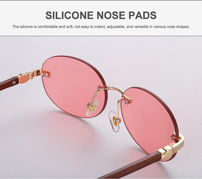 Trendy Brand Designer Round Frame Luxury Diamond Studded Rimless Sunglasses For Unisex-Unique and Classy