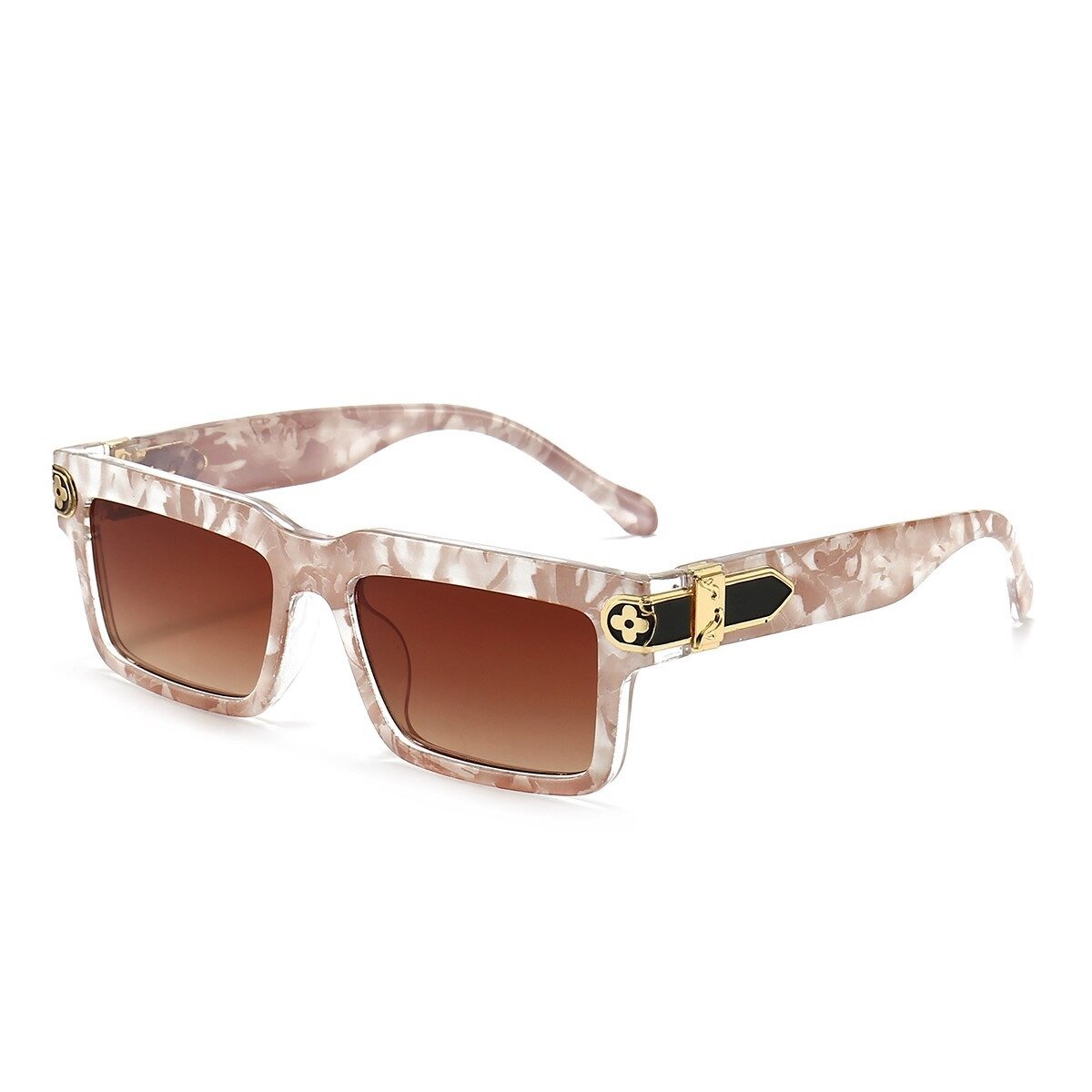 New Box European and American Personality Square Fashion Bag Flower Colorful Gradient Sunglasses-Unique and Classy