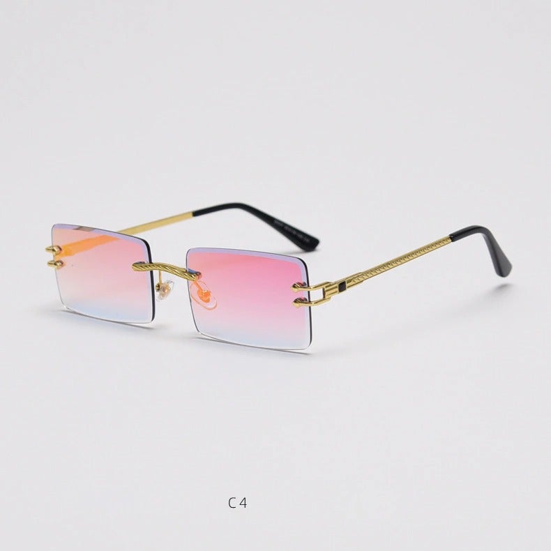 Rimless Rectangle Mirror Lens Eyewear For Unisex-Unique and Classy