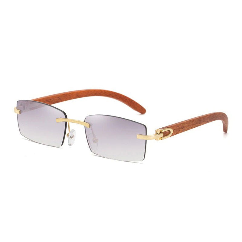 Rimless Small Square Frame Sunglasses For Unisex-Unique and Classy