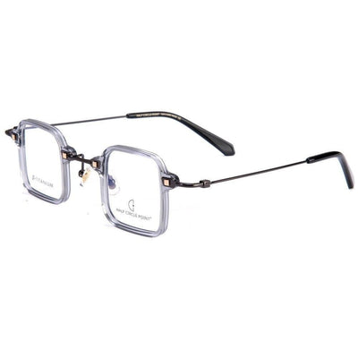 Acetate Metal Small Square Eyeglasses For Unisex-Unique and Classy