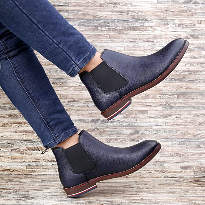 Classy Ankle British Design Blue Chelsea Boots For Men-Unique and Classy