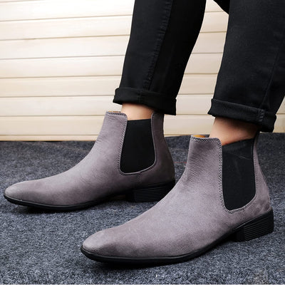 New Arrival Latest Suede Material Grey Casual Chelsea Boots For Men-Unique and Classy