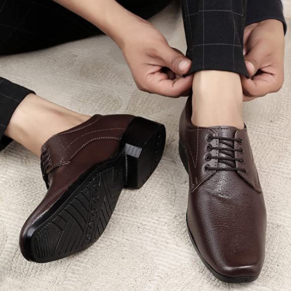 Faux Leather Office Wear Lace Up Shoes For Men's-JonasPramount