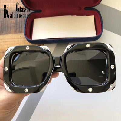 2020 Italian Big Frame Square Crystal Diamond Sunglasses For Unisex-Unique and Classy