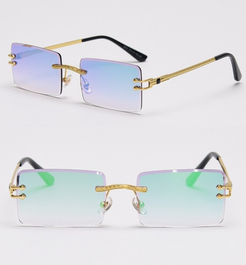 New Color Rectangle Rimless Gradient Sunglasses For Unisex-Unique and Classy