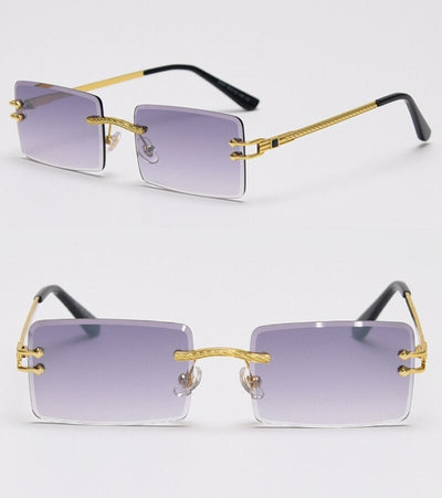 New Color Rectangle Rimless Gradient Sunglasses For Unisex-Unique and Classy