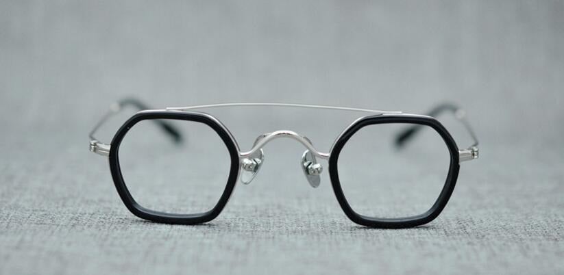 Flat Glass Frame Double Beam Polygonal Glasses For Unisex