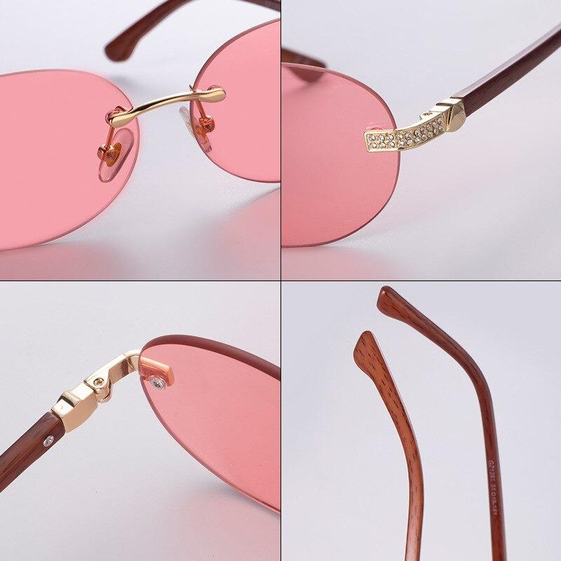 Trendy Brand Designer Round Frame Luxury Diamond Studded Rimless Sunglasses For Unisex-Unique and Classy