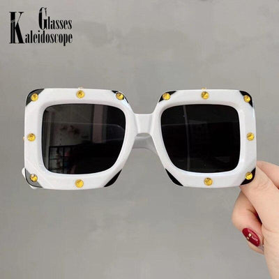 2020 Italian Big Frame Square Crystal Diamond Sunglasses For Unisex-Unique and Classy