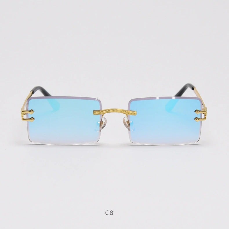 Rimless Rectangle Mirror Lens Eyewear For Unisex-Unique and Classy