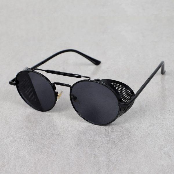 Metal Side Cap Vintage Round Black Sunglasses For Men And Women-Unique and Classy