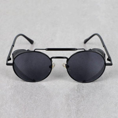 Metal Side Cap Vintage Round Black Sunglasses For Men And Women-Unique and Classy