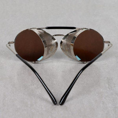 Metal Side Cap Vintage Round Aqua Sunglasses For Men And Women-Unique and Classy