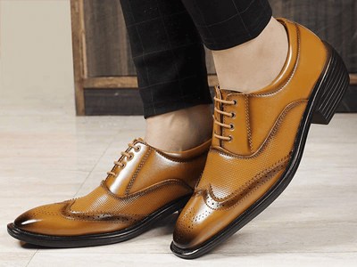 Height Increasing Tan Casual And Formal Lace-Up Shoes For Men-Unique and Classy