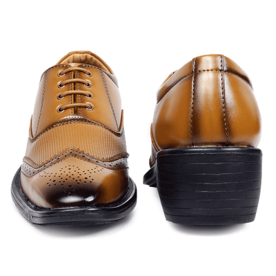 Height Increasing Tan Casual And Formal Lace-Up Shoes For Men-Unique and Classy