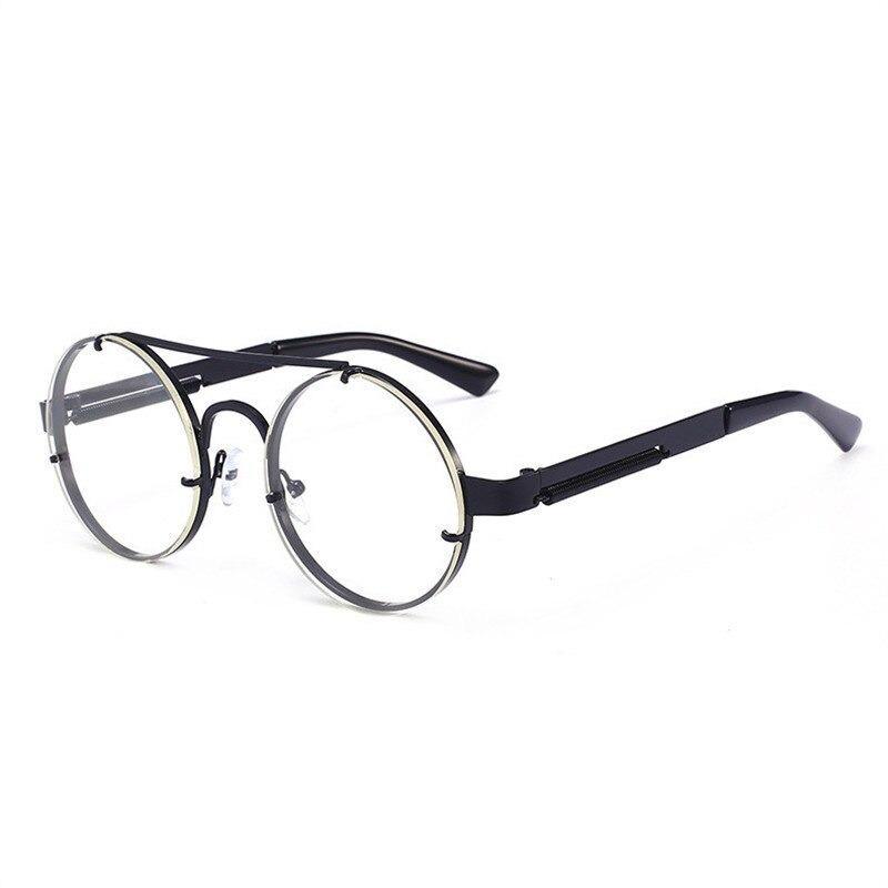 Vintage Round Steampunk Brand Blue Blocking UV400 Metal Designer Eyeglasses Spectacle Frame For Men And Women
