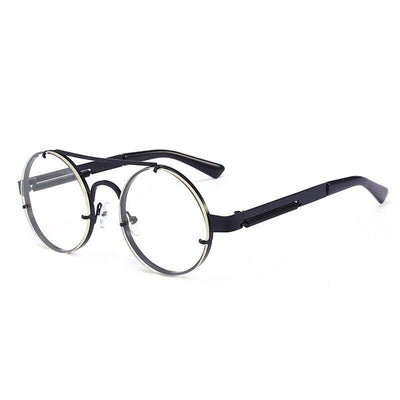 Vintage Round Steampunk Brand Blue Blocking UV400 Metal Designer Eyeglasses Spectacle Frame For Men And Women