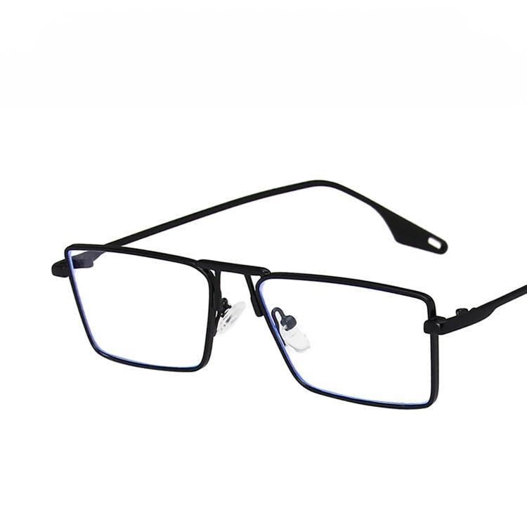 2021 Luxury Vintage Narrow Small Blue Blocking Brand Driving Rectangle Clear Lens Metal Eyeglasses Spectacle Frame For Men And Women