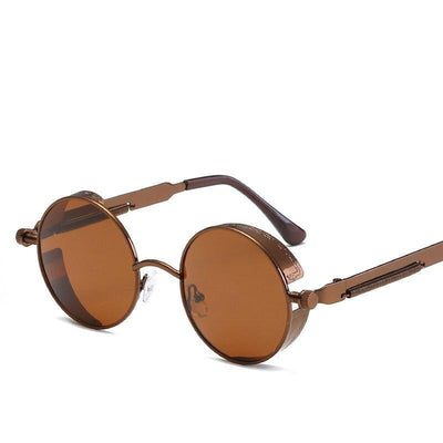 Steampunk Retro Fashion Round Metal Brand Designer Sunglasses For Unisex-Unique and Classy