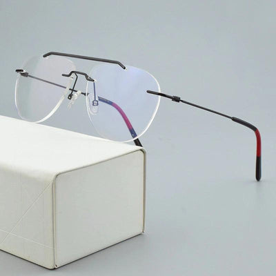 Vinatge Fashion Rimless Brand Blue Blocking Transparent Clear Lens Designer Eyeglasses Spectacle Frame For Men And Women