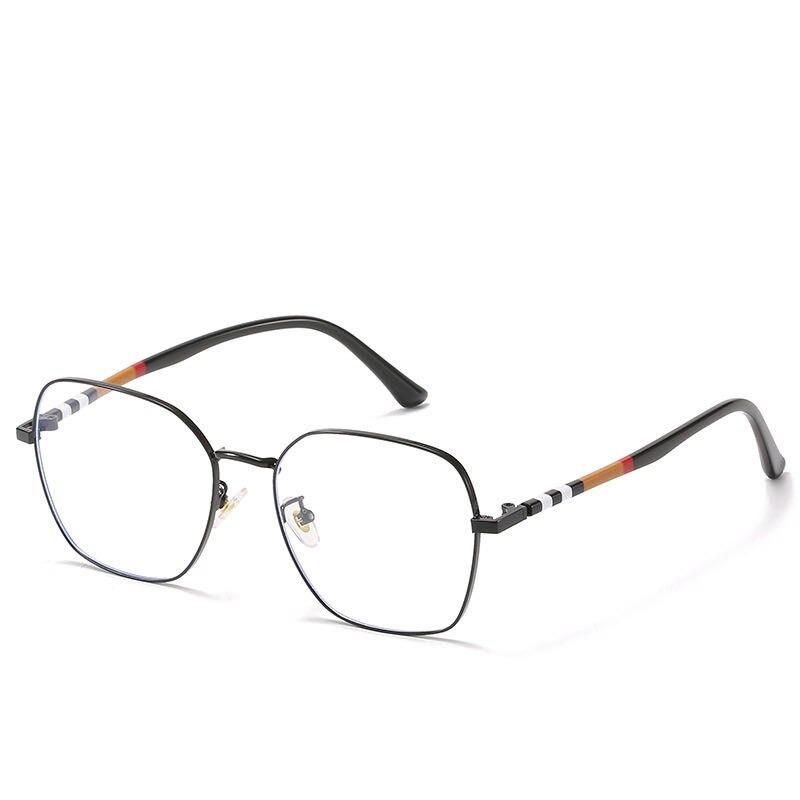 Trendy Stripe Ultralight Blue Blocking Metal Square Eyeglasses For Men And Women