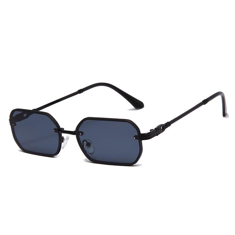 2021 Trendy Retro Fashion Brand Rectangle Rimless Frame Designer Unique Vintage Shades UV400 Gradient Sunglasses For Men And Women-Unique and Classy