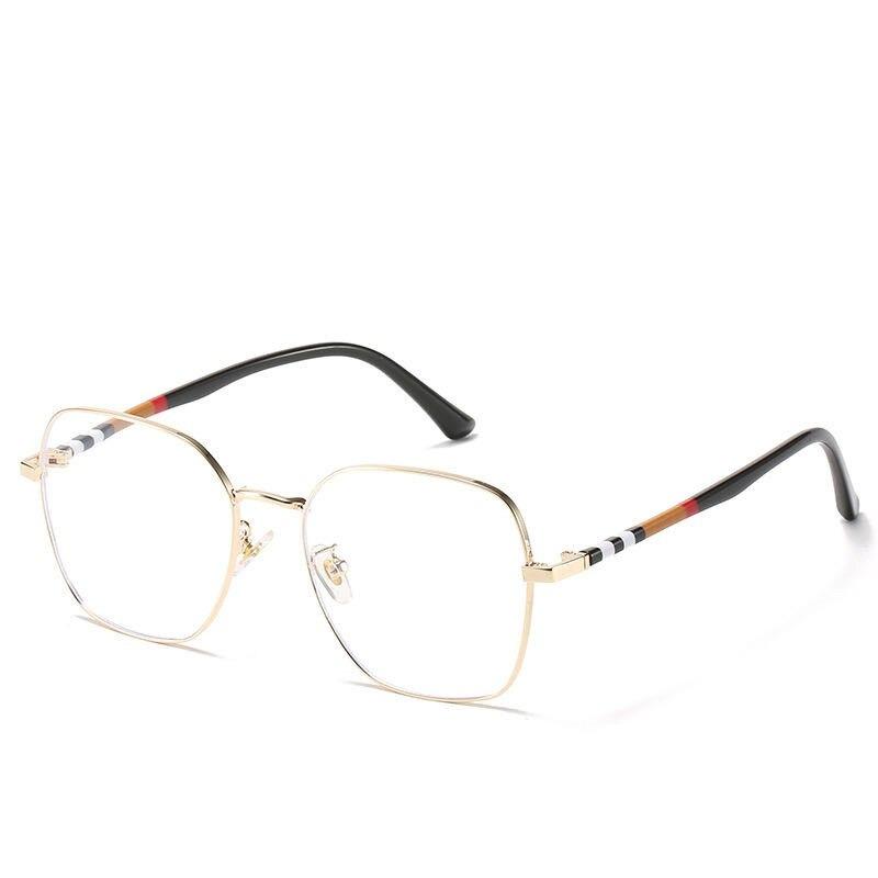 Trendy Stripe Ultralight Blue Blocking Metal Square Eyeglasses For Men And Women