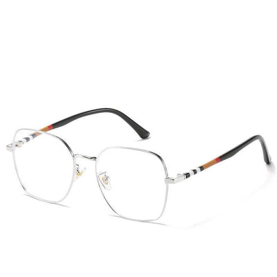 Trendy Stripe Ultralight Blue Blocking Metal Square Eyeglasses For Men And Women