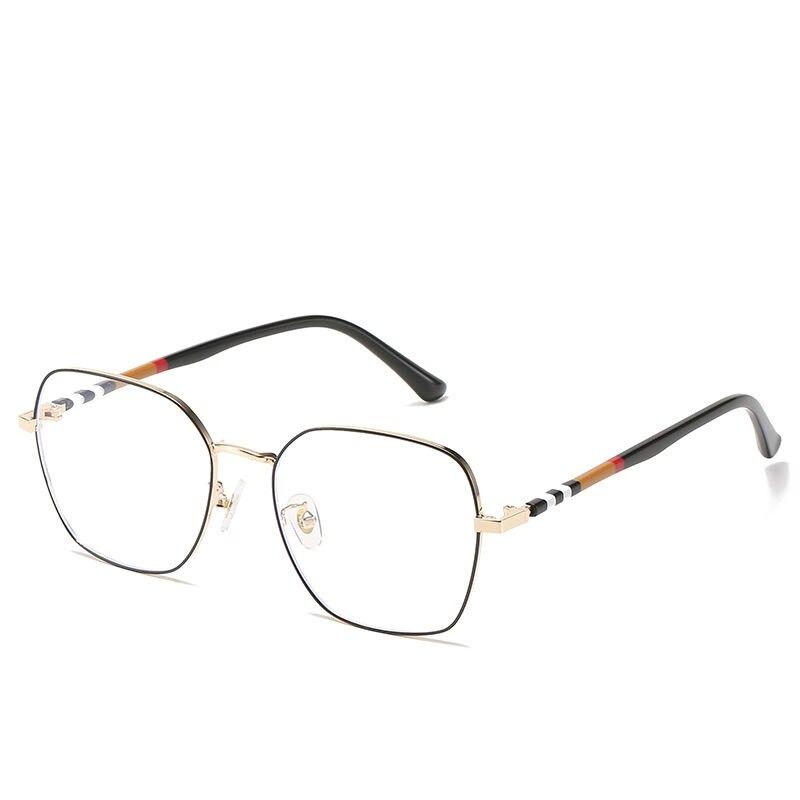 Trendy Stripe Ultralight Blue Blocking Metal Square Eyeglasses For Men And Women