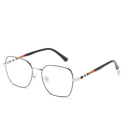 Trendy Stripe Ultralight Blue Blocking Metal Square Eyeglasses For Men And Women