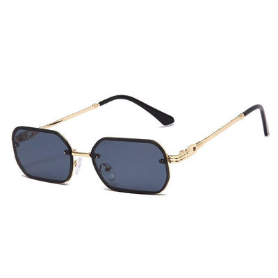 2021 Trendy Retro Fashion Brand Rectangle Rimless Frame Designer Unique Vintage Shades UV400 Gradient Sunglasses For Men And Women-Unique and Classy