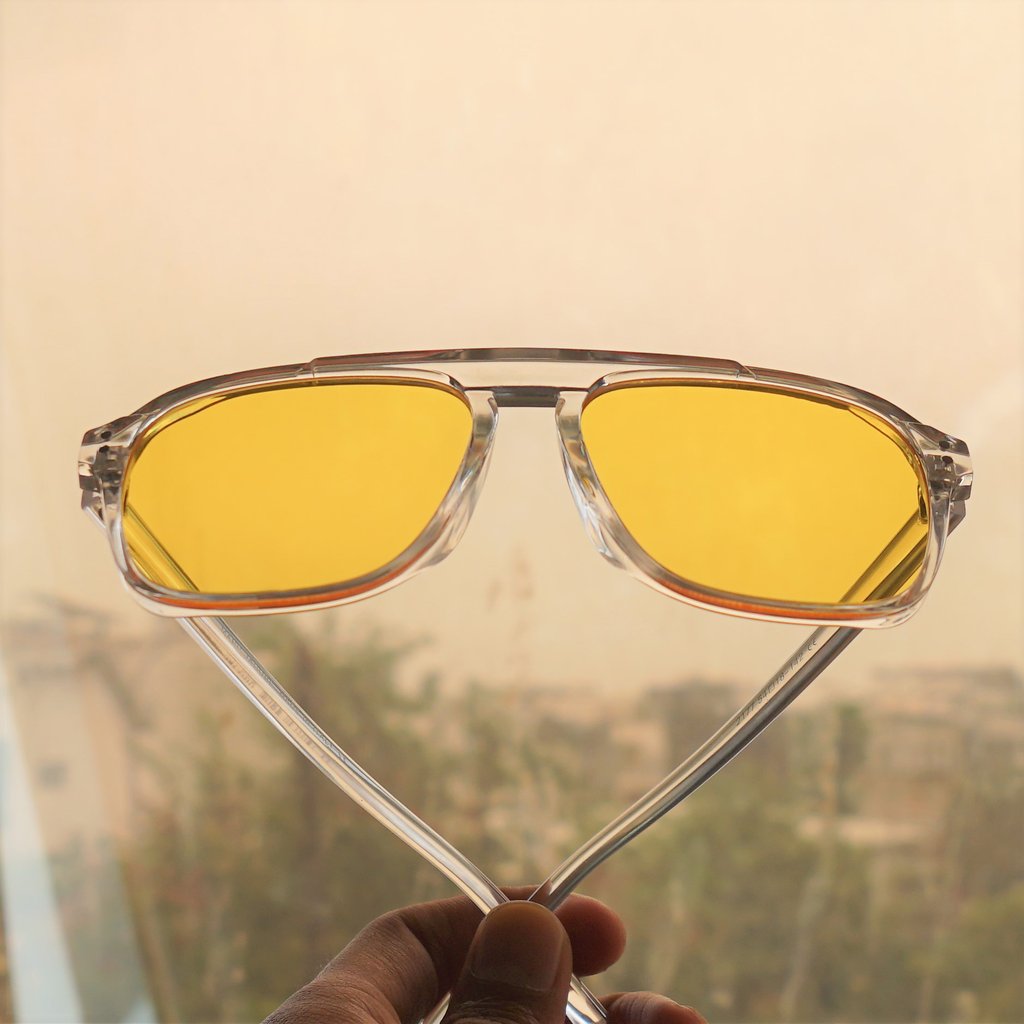 Stylish Square Winter Transparent Yellow Sunglasses For Men And Women-Unique and Classy